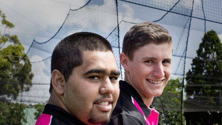 Ready to learn: Sydney Sixers recruits Brett Russell (left) and Matt Condon.
 Photo: Michele Mossop