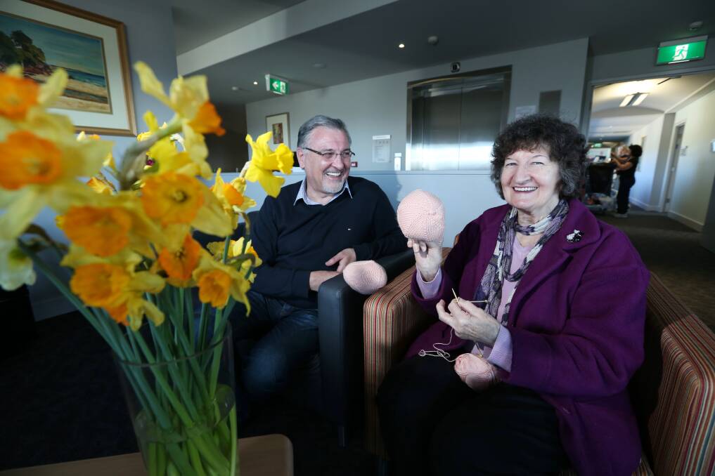 lFight Cancer Foundation manager Eric Wright and Knitted Knockers co-ordinator Gwenda Howard help women deal with the realities of their cancer issues. Picture: MATTHEW SMITHWICK