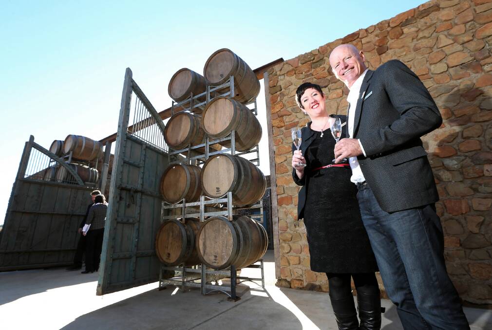 Kel and Janelle Boynton celebrate the opening of the Feathertop Winery upgrade. Pictures: JOHN RUSSELL