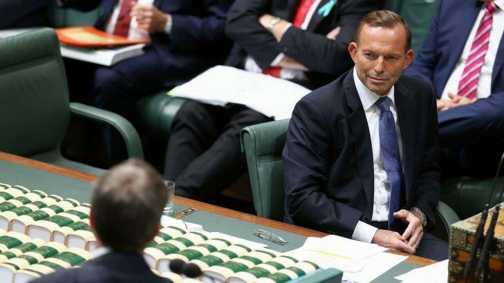 Prime Minister Tony Abbott during question time on Wednesday. Photo: Alex Ellinghausen