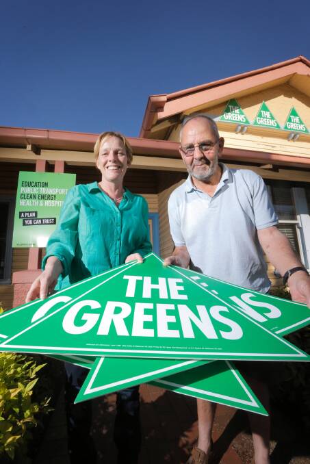 Jenny O’Connor and Dick Wellard at the Greens’ campaign headquarters. Picture: TARA GOONAN