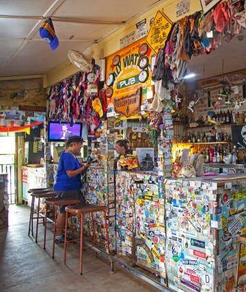  Daly Waters Pub,  decorated with business cards, banknotes and memorabilia, sits  along the Stuart Highway, Northern Territory, Australia. Photo: Jessica Dale
