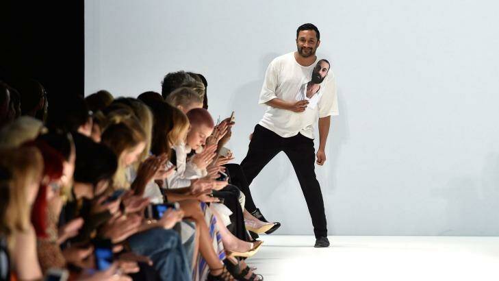 Tome designer Ryan Lobo thanks the audience after the Tome show at Mercedes-Benz Fashion Week Australia 2015 at Carriageworks, Sydney, in April last year. Photo: Stefan Gosatti/Getty Images