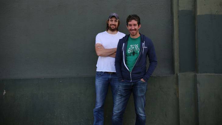 Atlassian co-founders Mike Cannon-Brookes, left, and Scott Farquhar  Photo: Aaron Forman