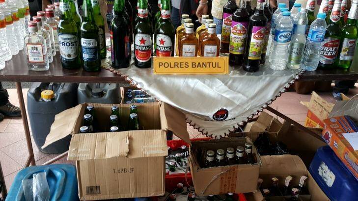 Bootleg alcohol can cause health complications and even death. This sample was confiscated from all over Yogyakarta between May 2 and 17. Photo: Amilia Rosa