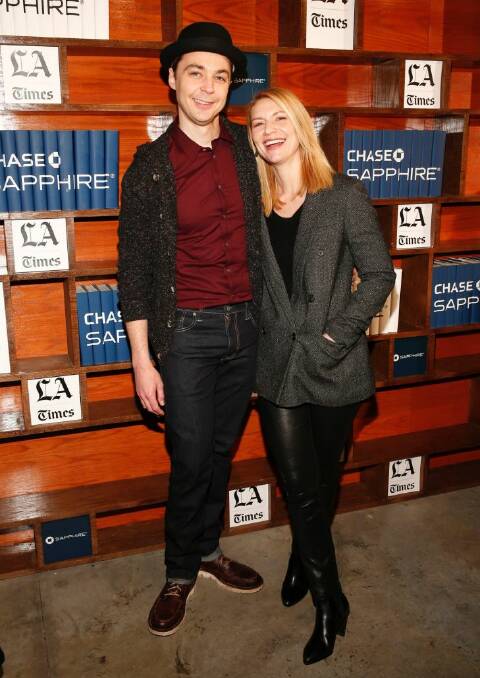 IMAGE DISTRIBUTED FOR CHASE SAPPHIRE PREFERRED - Jim Parsons and Claire Danes pause for a photo at the LA Times Studio @ Sundance Film Festival Presented by Chase Sapphire on Sunday, Jan. 21, 2018, in Park City, Utah. (Photo by Jack Dempsey/Invision for Chase Sapphire Preferred/AP Images)