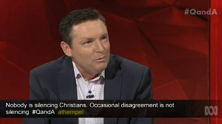 Australian Christian Lobby leader Lyle Shelton on Q&A. Photo: ABC's Q&A