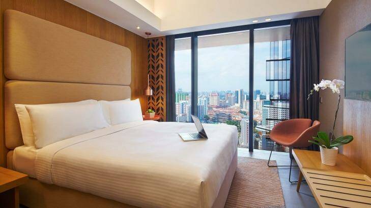 A room at Oasia Hotel Downtown Singapore. Photo: Supplied