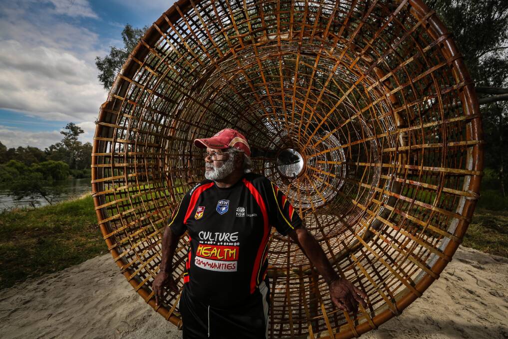 Uncle Ken Murray was one of the three artists involved with the Maya fish trap, part of the Wagirra Trail. Picture: DYLAN ROBINSON