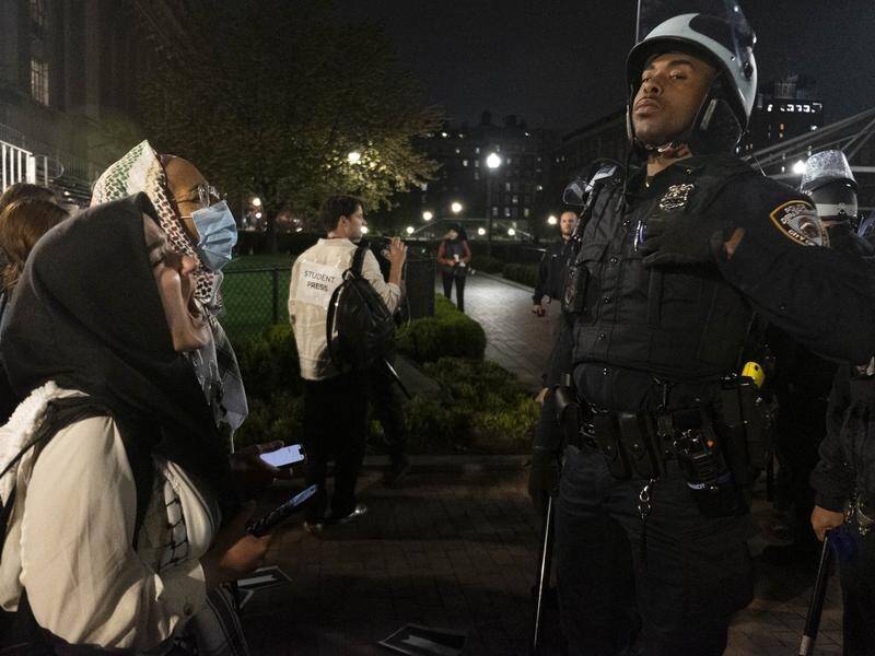 Hundreds of arrests have been made as students clash at university campuses in New York and LA. (AP PHOTO)