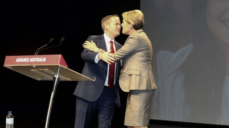 Observing the rituals: Opposition Leader Bill Shorten greets Deputy Opposition Leader Tanya Plibersek during the ALP National Conference at the Melbourne Convention Centre on Friday.  Photo: Alex Ellinghausen