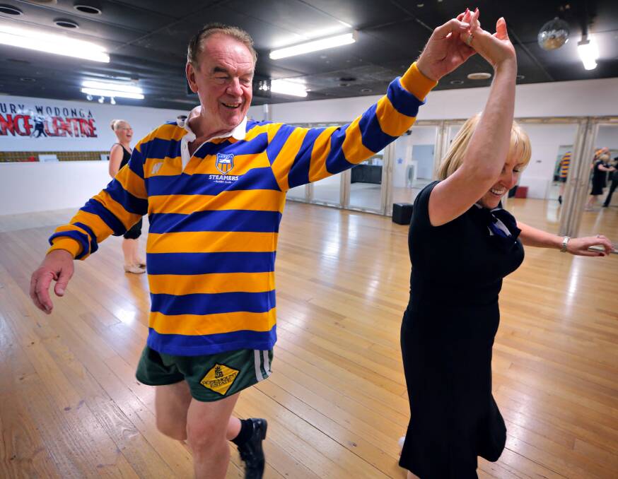 Mick McGlone rehearsing his dance with teacher Debbie Ravida. Picture: KYLIE ESLER