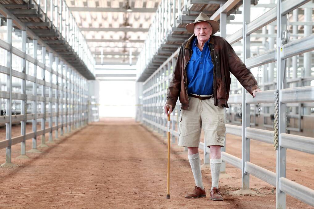 Walter Paton inspects the new cattle saleyards at Barnawartha North on Saturday. Picture: KYLIE ESLER