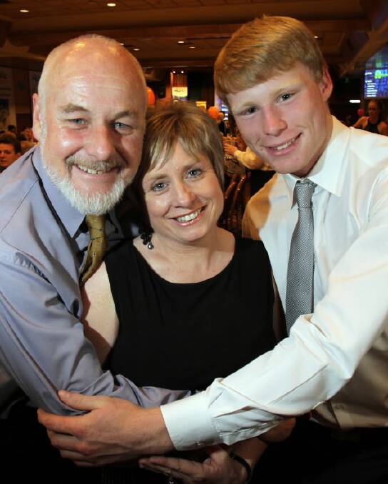 Ben Hooppell, 18, from Melbourne with his mum and dad Steve and Angie, both from Albury. 