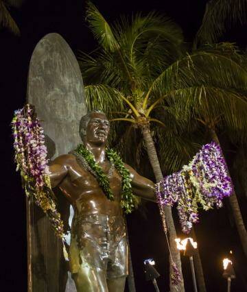 Endless summer: The bronze Duke Kahanamoku statue at Kuhio Beach, Waikiki. Photo: Andrea Black