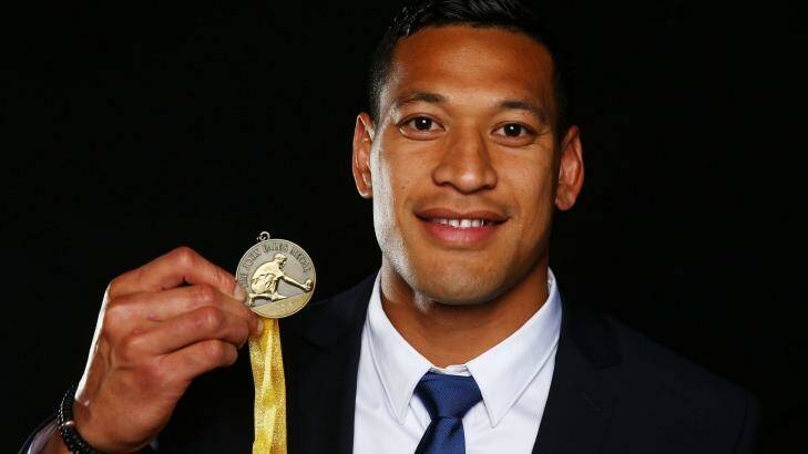 Standout: Israel Folau with the John Eales Medal - his second in as many years. Photo: Matt King