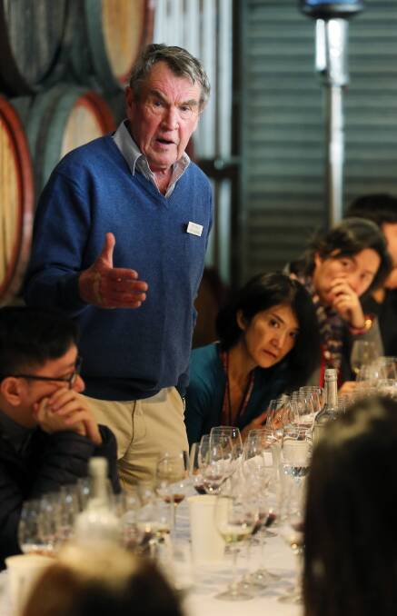 Winemaker Colin Campbell gives international delegates a taste of what they could import during a visit to the region this week. Picture: JOHN RUSSELL