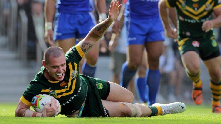 Big impression: David Klemmer has been strong since his introduction to the Kangaroos pack and scored in Sunday's win over Samoa. Photo: Sylvia Liber