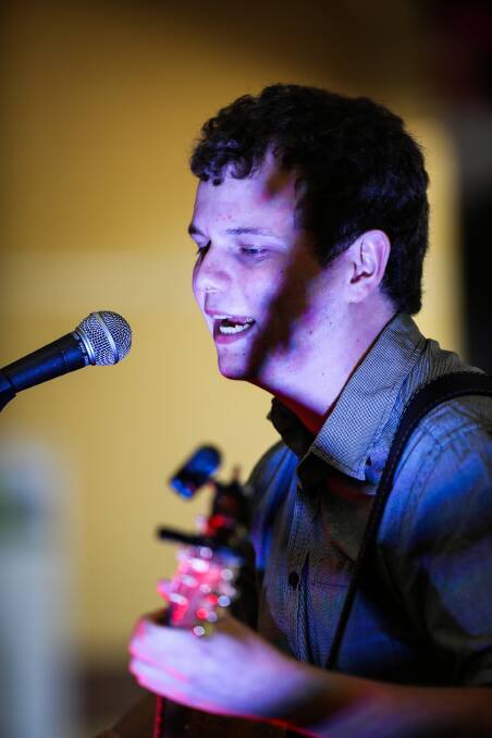 Lachlan Mitchell performed an original song at the Festival yesterday. Pictures: DYLAN ROBINSON