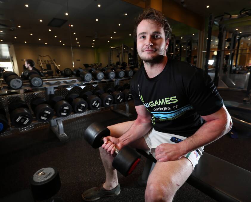 Steamers’ Tom Wilmore during a workout at Anytime Fitness gym at Albury. Picture: MATTHEW SMITHWICK