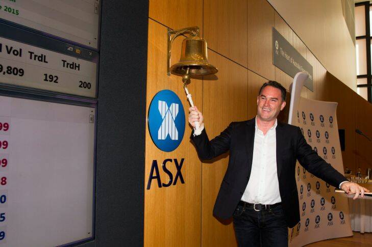 AFR. John McGrath float at the ASX. Ringing the bell. Photo by Edwina Pickles. Taken on 7th Dec 2015.