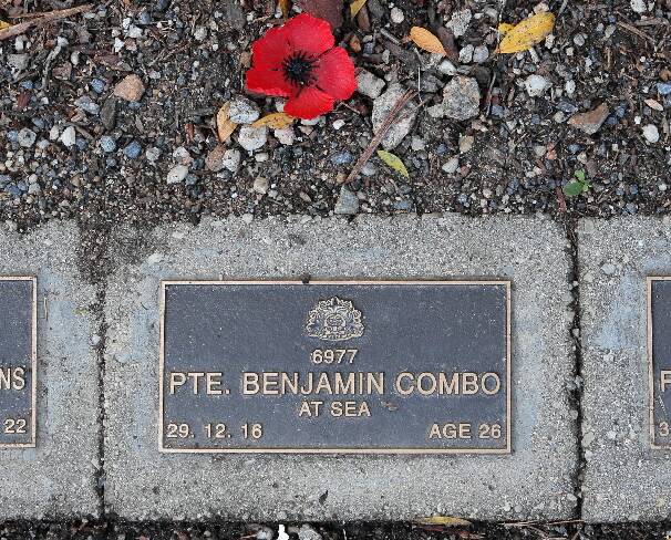 The plaque at the Albury Monument for Aboriginal soldier Private Benjamin Combo. Picture: TARA GOONAN