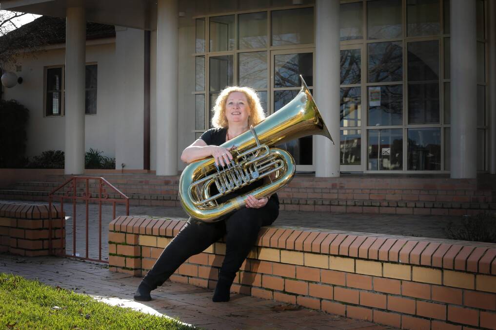 Tuba teacher Susan Bradley has returned to the Border Music Camp after 12 years and with only one lung. Picture:
TARA GOONAN