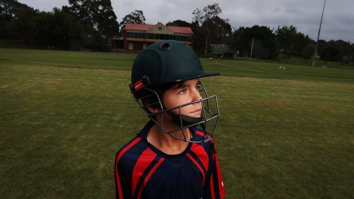 Tom Ison, 11, at training last night with the East Malvern-Tooronga Cricket Club. Photo: Paul Jeffers