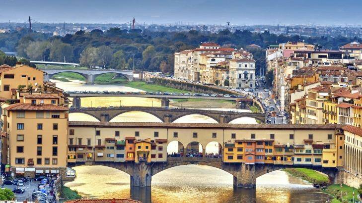 Bridges over the Arno River at sunset in Florence, Italy. Photo: istock