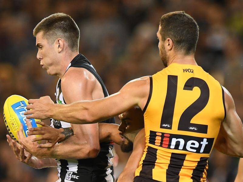 The Magpies' Mason Cox may come under scrutiny for elbowing.