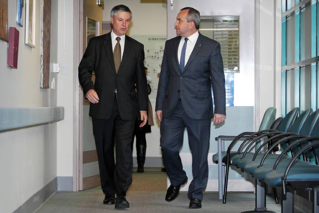 Greg Aplin and NSW Minister for Mental Health Jai Rowell inspect the unit at Albury hospital. Picture: MATTHEW SMITHWICK