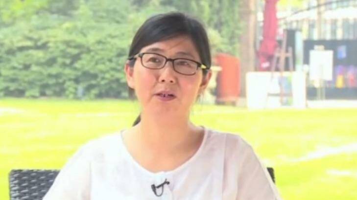 Human rights lawyer Wang Yu being interviewed on Hong Kong-based Phoenix TV after her release on bail.  Photo: Phoenix TV