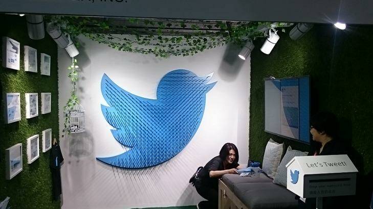 Twitter's booth up close. Photo: Tim Biggs