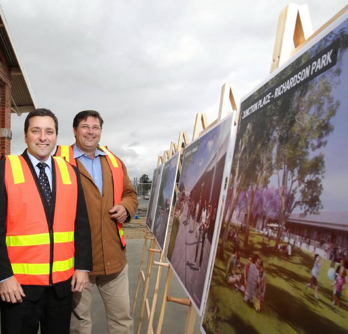 Planning Minister Matthew Guy and member for Benambra Bill Tilley unveiling the plans for Junction Place last year.