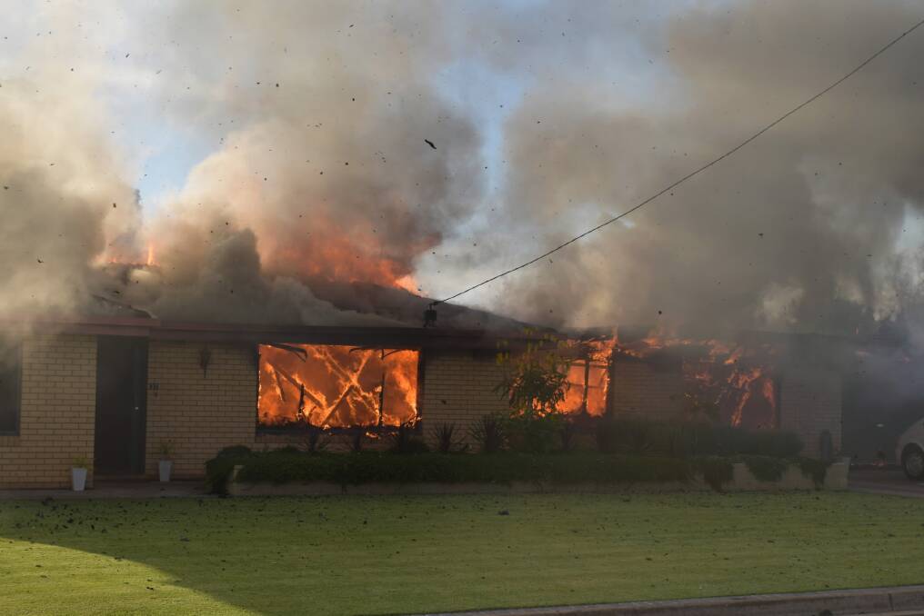 Kylie and Brad Holt’s single-storey four-bedroom home in Holbrook was destroyed in minutes on Saturday. Picture: DAILY ADVERTISER