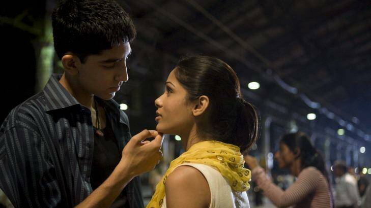 Dev Patel as Jamal Malik and Freida Pinto as Latika in Slumdog Millionaire. Photo: Supplied