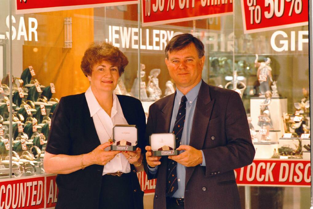 Mary Borella and John Glasscock outside Albury's Thomas Jewellers in 1996. For more images from the past click the photo.