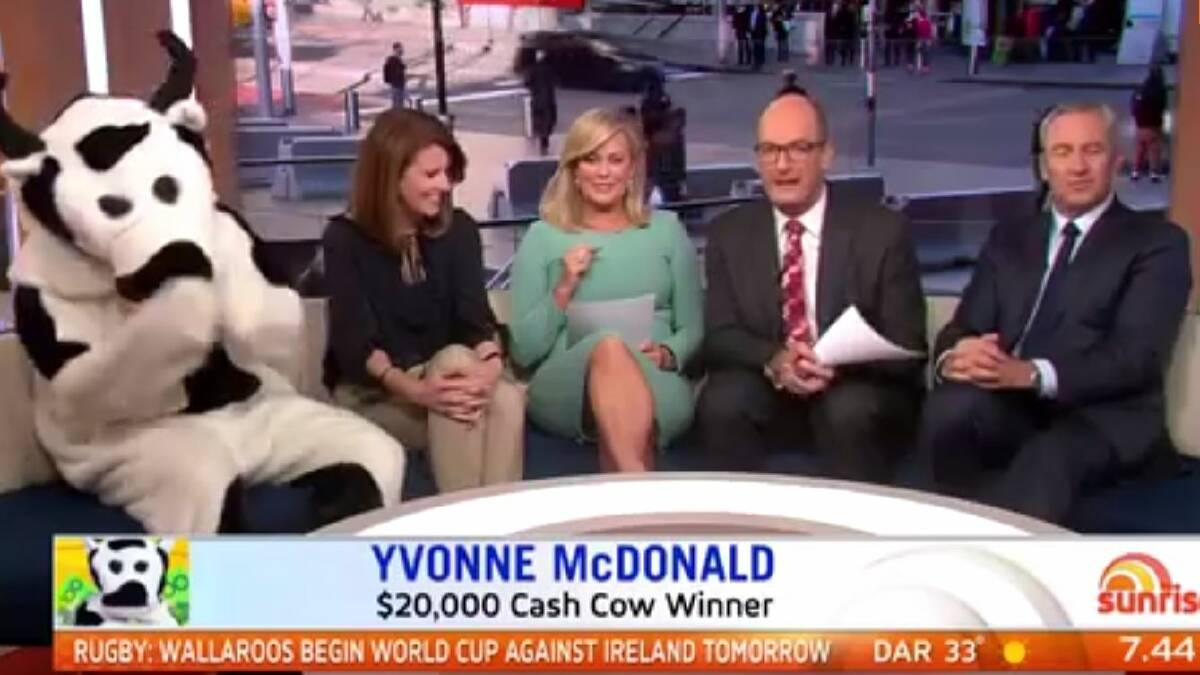 The Cash Cow delivered to Mount Beauty. Picture: SUNRISE/CHANNEL SEVEN