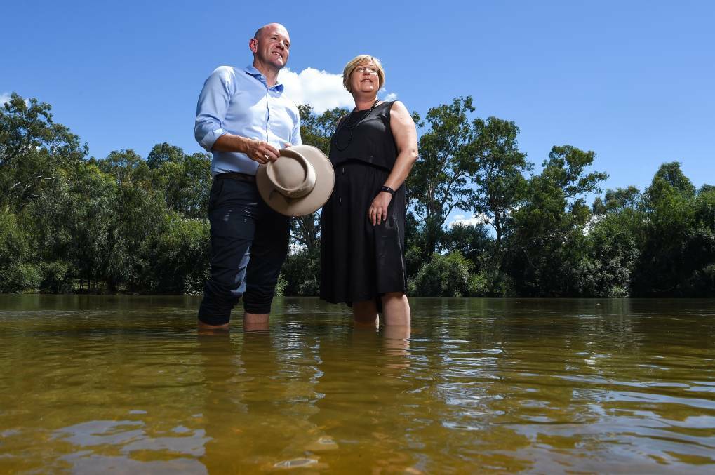 NSW and Victorian water ministers Niall Blair and Lisa Neville. Pictuer: MARK JESSER