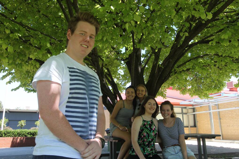 NEXT STEP: Tom Mundy, 18, Mia Knudson, 17, Lucy Dixon, 18, Georgia Thomas, 18 and Bethany Whitehead, 18, are ready for life after school. Picture: SOPHIE BOYD
