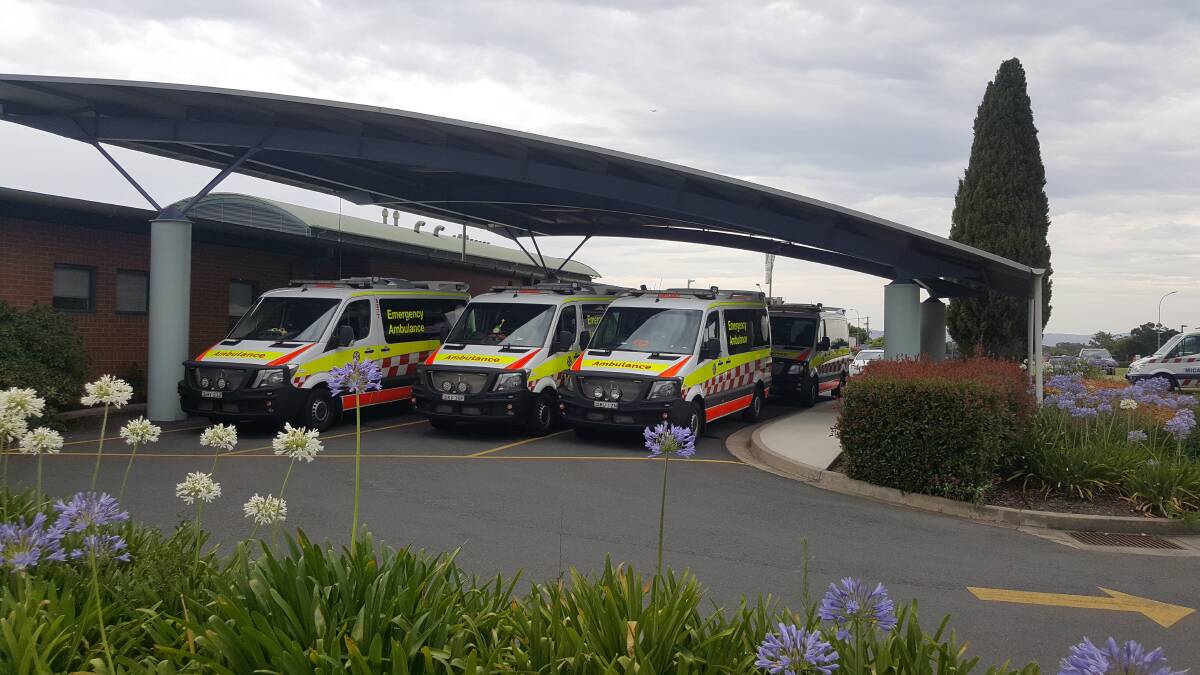 BANKED UP: All four Albury ambulances banked up at Albury Base Hospital on Thursday at 5.30pm. James Kydd said because of the bed block and a lack of staff, no Albury ambulances were avaliable to respond to an emergency.  