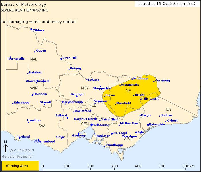 Severe weather predicted for North East Victoria
