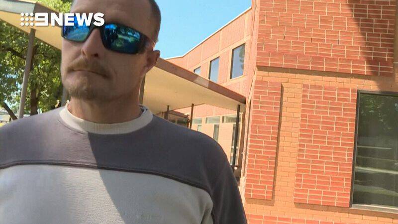 A cameraman who works for 9News was filming outisde the Wodonga court house on Thursday when he was accosted by this man. Picture: 9News