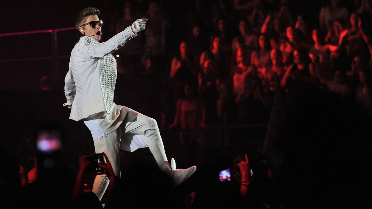 Justin Bieber performing at Rod Laver Arena, Melbourne. Photo: JOE ARMAO