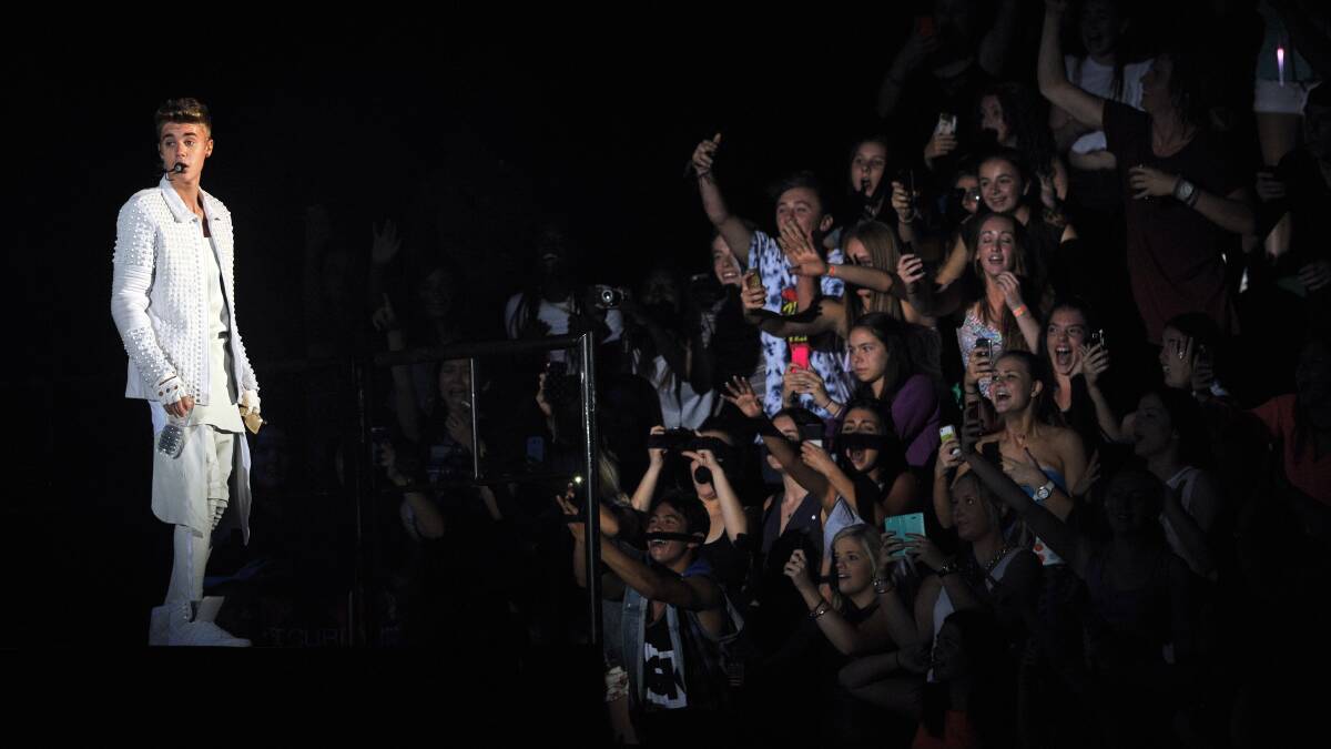 Justin Bieber performing at Rod Laver Arena, Melbourne. Photo: JOE ARMAO