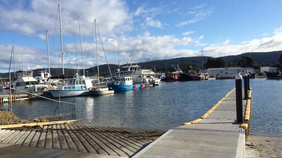 CALM AFTER THE STORM: The Triabunna wharf on Saturday afternoon.