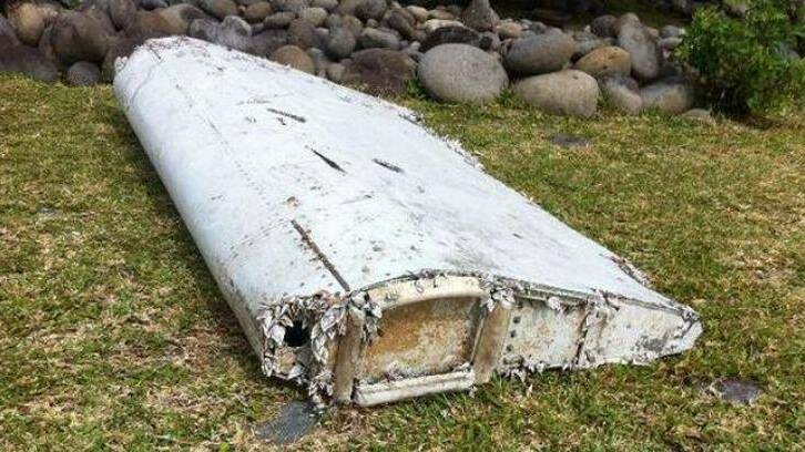 WASHED UP: The large piece of aircraft wreckage that washed up on Reunion Island appears to come from a wing. Photo: TWITTER