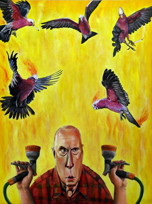 James Brennan's portrait of Home and Away's Alf Stewart (Ray Meagher) - Flamin' Galahs - one of the many eye-catching works in the brilliant Bald Archy Portrait Prize exhibition at Corowa Artspace until September 21. Don't miss it.
