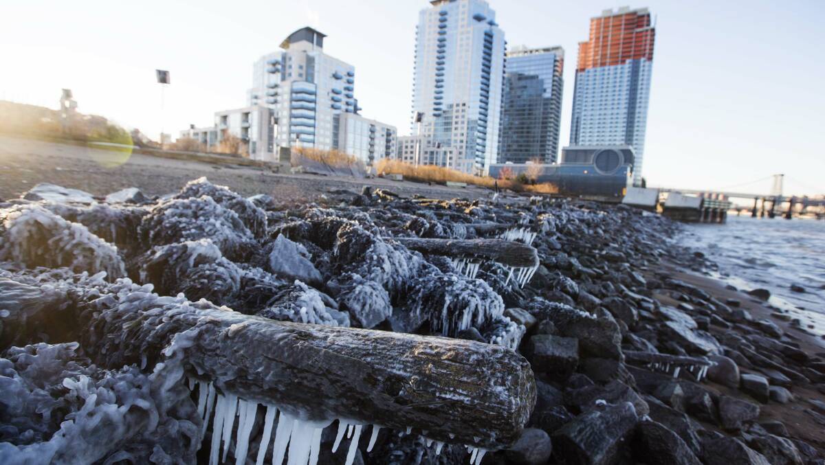 Ice forms on the shore of the East River due to unusually low temperatures caused by a polar vortex in New York January 7, 2014. Photo: REUTERS/Lucas Jackson.
