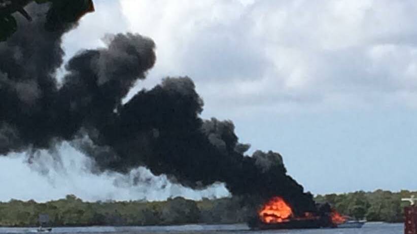 Two boats went up in flames at Jacobs Well on New Years Day -  Photo: Sheena Hewlett. Photo: Sheena Hewlett